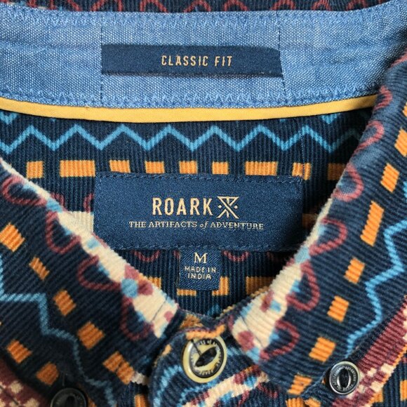 Roark Shirt Men's M Multicolor Aztec Flannel 100% Cotton Pocket Logo Button Down - Picture 3 of 16